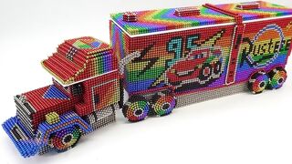 Magnet Satisfying | How to Make Amazing Delivery Truck Car Lightning McQueen From Magnetic Balls