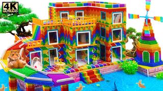 Satisfying Video With Magnet Balls | Build Rainbow Slide Mansion House Have Windmill On Fish Tanks