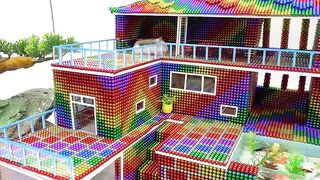 Satisfying Relaxing With Magnet Balls | Build Slide Mansion House With Swimming Pool Playground