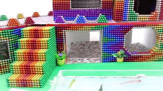 Satisfying Relaxing With Magnetic Balls | Build Rainbow Puppy Mud House Have Slide For Hamster