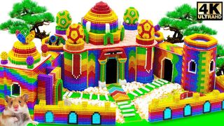Satisfying Relaxing With Magnetic Balls | Build Rainbow Mud Castle Have Playground For Hamster