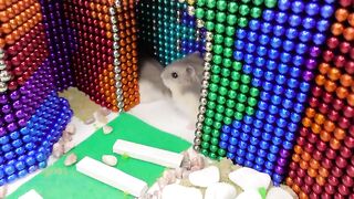 Satisfying Relaxing With Magnetic Balls | Build Rainbow Mud Castle Have Playground For Hamster
