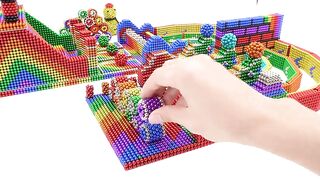 ASMR With Magnet Balls | Build 6-Level Race Maze Have Water Park For Hamster ( Satisfying )