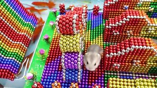 ASMR With Magnet Balls | Build 6-Level Race Maze Have Water Park For Hamster ( Satisfying )