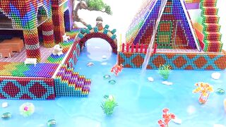 Satisfying and Relaxation with Magnet | Build Double Mud House Around Swimming Pool For Cute Hamster