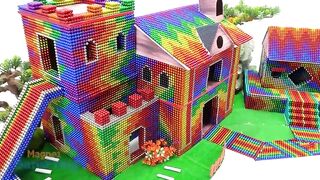 Build America Castle House with Playground Slide For Hamster From Magnetic Balls ( Satisfying )