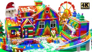 DIY - Build Santa House, Candy House, Water Slide, Water Wheel From Magnetic Balls ( Satisfying )