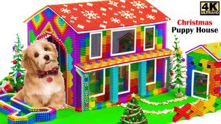 DIY - Build Beautiful Mud Dog House For Puppy In Christmas From Magnetic Balls ( Satisfying )
