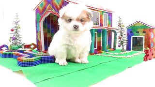 DIY - Build Beautiful Mud Dog House For Puppy In Christmas From Magnetic Balls ( Satisfying )