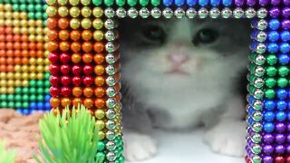 DIY - Build Mud Kitty House With Playground For Cute Cats From Magnetic Balls ( Satisfying )