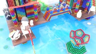 DIY - Build Big Rainbow Bridge And Swimming Pool For Goldfish From Magnetic Balls ( Satisfying )