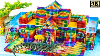 Build Rainbow Mud Crocodile House Has Fish Pond From Magnetic Balls ( Satisfying)| Magnet Satisfying
