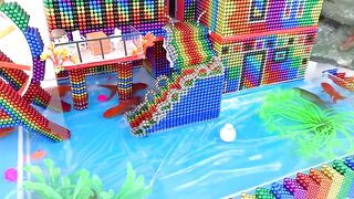 Build Most Beautiful Waterwheel Villa House and Fish Pond From Magnetic Balls ( Satisfying )