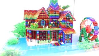 Build Beautiful Waterwheel Mud Villa House For My Pets From Magnetic Balls ( Satisfying )