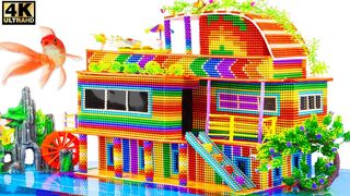 Build Mega Mansion House Has Waterwheel Goldfish From Magnetic Balls ( Satisfying )