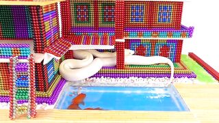 Build Double Villa House Has Swimming Pools For Python From Magnetic Balls ( Satisfying )