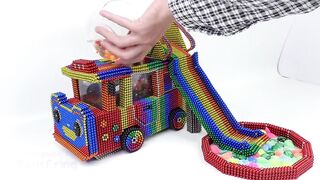 How To Make Tayo Little Bus Aquarium With Inflatable Ball Pit Pool From Magnetic Balls (Satisfying)