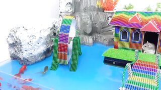 DIY - Build Villa House, Waterfall, Swimming Pool Around Mountains From Magnetic Balls ( Satisfying)