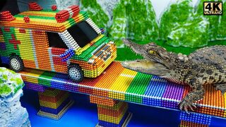 Build Bridges with Ambulances, Underground bunker For Crocodile From Magnetic Balls ( Satisfying )