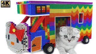 DIY - How To Make Hello Kitty Bus For Cat From Magnetic Balls ( Satisfying ) | Magnet Satisfying