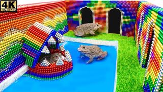 How To Build Swimming Pool Frog Around Secret Underground Temple From Magnetic Balls (Satisfying)