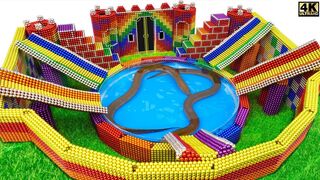 Build Secret Underground House And Water Slide Around Swimming Pool From Magnetic Balls (Satisfying)