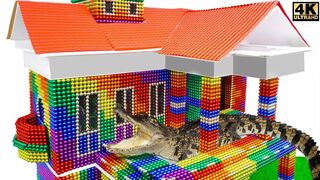 DIY - Build Two Storey House For Crocodile From Magnetic Balls ( Satisfying ) | Magnet Satisfying