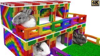 DIY - Build Two Story Mud House For Rabbit From Magnetic Balls ( Satisfying ) | Magnet Satisfying