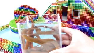 How To Build House, Swimming Pool, Ground water For Catfish and Eel From Magnetic Balls (Satisfying)