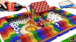 DIY - Build Swimming Pool Around Secret House From Magnetic Balls (Satisfying)| Coca Cola VS Mentos