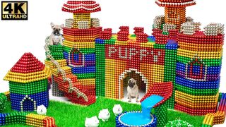 DIY - How To Build Castle Mud Dog House From Magnetic Balls ( Satisfying ) | Manget Satisfying