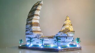 Crescent Moon Tower made of Magnetic Balls (네오큐브)