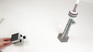 Magnetic Cannon VS CN Tower out  of Magnetic Balls | Magnetic Games