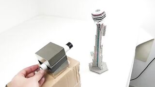 Magnetic Cannon VS CN Tower out  of Magnetic Balls | Magnetic Games