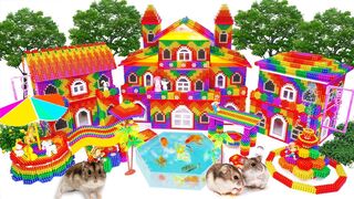 DIY - Build Winter Fair with Merry-Go-Round and Rainbow Fountain From Magnetic Balls (Satisfying)