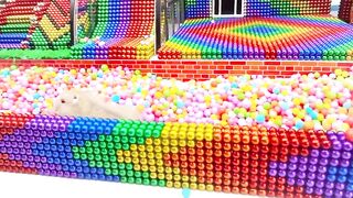 DIY Satisfying Magnet Balls -Build Rainbow Playground Has Balloon Pool And Slide With Magnetic Balls