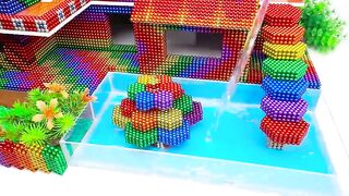 DIY Satisfying Magnet Balls - Build Jungle Forest Villa Has Fountain Fish Pond With Magnetic Balls