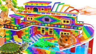 DIY - Build Modern Mansion Has Inflatable Slide For Turtle Hamster With Magnetic Balls (Satisfying)
