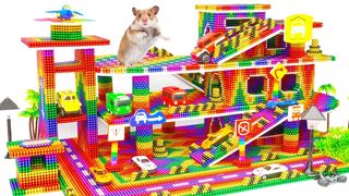 DIY - Build Amazing Parking Garage System For Hamster Playground With Magnetic Balls (Satisfying)