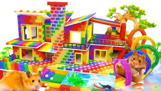 DIY - Build Rainbow Playground House Has Tube Slide, Pool For Pets With Magnetic Balls (Satisfying)