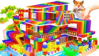DIY - Build Rainbow Modern Mansion Has Swimming Pool For Cute Pet With Magnetic Balls (Satisfying)