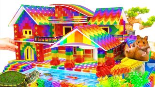 DIY - Build Beautiful Rainbow House Has Pool For Turtle & Hamster With Magnetic Balls (Satisfying)