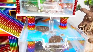 DIY - Build Mega Mansion Has Waterfall And Pool For Turtle With Magnetic Balls (Satisfying)
