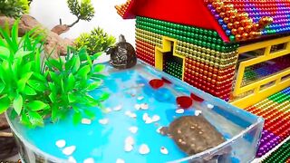 DIY - Build Japanese House Waterwheel And Fish Pond From Magnetic Balls (Satisfying) - Magnet Balls
