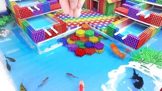 DIY - Build Multi Waterfall Villa House Pool Fish Pond For Hamster From Magnetic Balls (Satisfying)