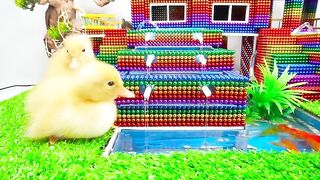 DIY - How To Make Villa House Waterfall For Duckling And Turtle From Magnetic Balls (Satisfying)