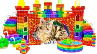 DIY - How To Make Amazing Castle For Kitten Cat From Magnetic Balls (Satisfying) - Magnet Balls.