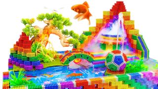 DIY - How To Make Mini Waterfall Diorama Aquarium From Magnetic Balls (Satisfying) - Magnet Balls