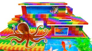 DIY - Build Amazing Modern Mansion Swimming Pool For Octopus From Magnetic Balls (Satisfying)