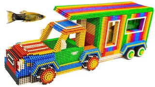 Most Creative - Build Camping Truck Fish Tank With Magnetic Balls (Satisfying) - Magnet Balls